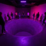 Optische Bodenillusion eines bodenlosen Abgrunds im Museum of Illusions Berlin
